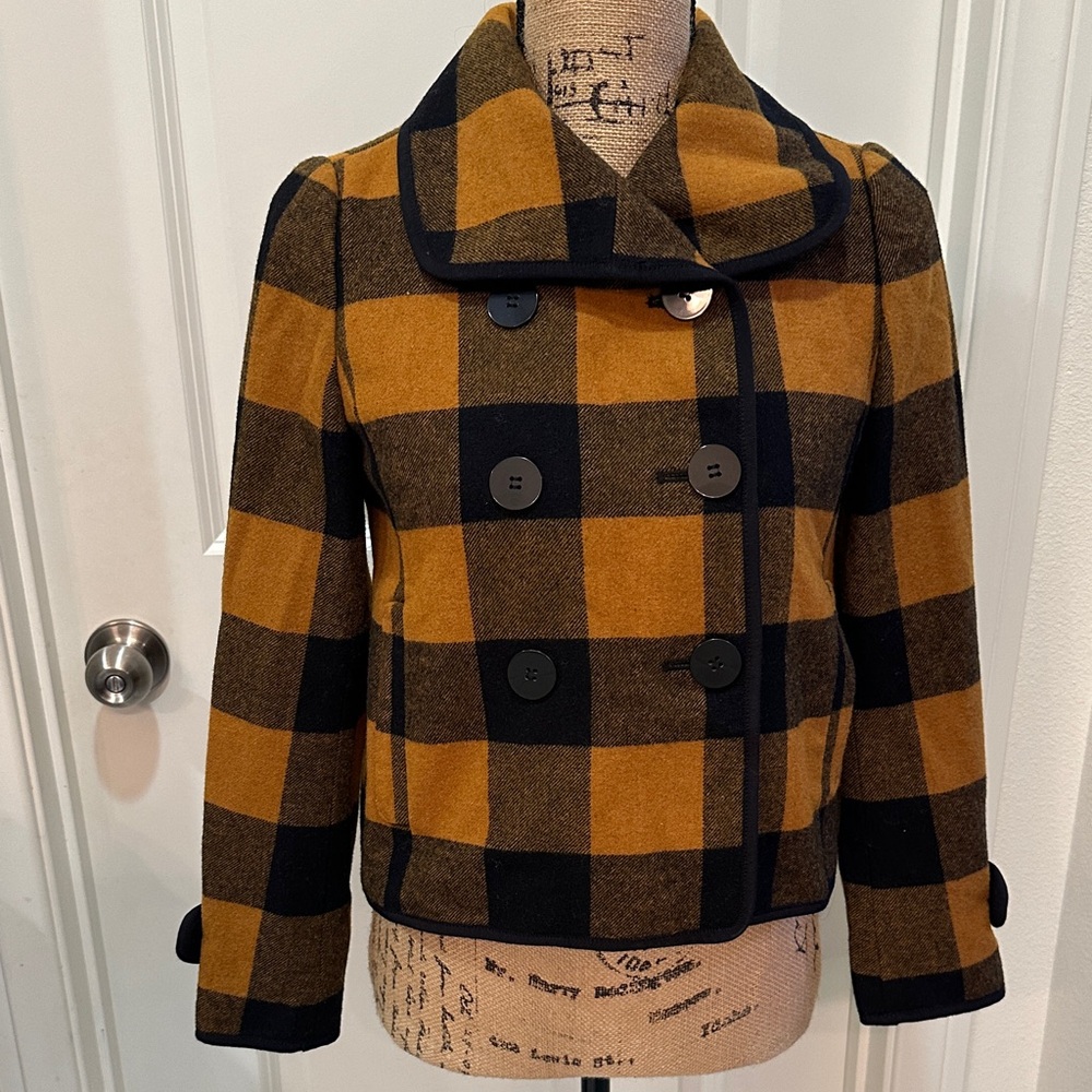 Loft Size XXS petite Plaid Double-Breasted Jacket